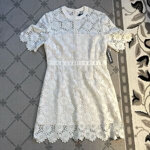 ModCloth White Floral Lace Short Dress